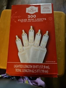 Holiday Time 300 Clear Mini LED Lights with White Wire Indoor/Outdoor - Picture 1 of 5