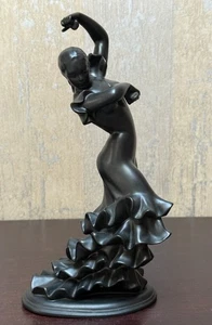 Vintage Fanson Spanien Porzellan Flamenco Tänzerin • Mattschwarze Skulptur 10 Zoll - Bild 1 von 6