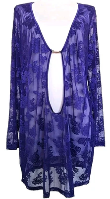 Savage Strap Up Long-Sleeve purple floral Lace Slip nightie size 3X Extra Large - Image 1 of 4