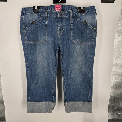 Drew Jeans Womens 16 Blue Denim Cropped Cuffed Relaxed Fit Pockets Casual Pants - Image 1 of 4
