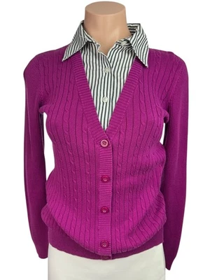 Suéter IZOD Talla S con Blusa Integrada Púrpura Mangas Largas Imitación Botón Algodón Foto 1 de 4