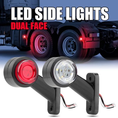 2X LED Dual Face Side Marker Lights Outline Lamp 12-24V Truck Trailer Red White - Image 1 of 4