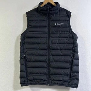 Columbia Puffer Vest Mens Medium Black 650 Duck Down Feather Full Zip Quilted - Bild 1 von 11