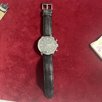 Fossil FS5394 Townsman Black Dial Leather Strap Chronograph Watch Quartz 46mm - Image 1 of 4