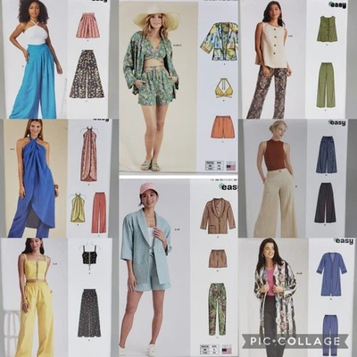 New Look UNCUT! U-PICK! Misses Plus Size Pants Shorts  Rompers Sewing Pattern - Image 1 of 3