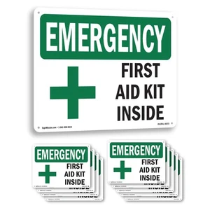 Kit de primeros auxilios en el interior con símbolo OSHA señal o calcomanía de emergencia - paquete de 5 o 10 - Imagen 1 de 43