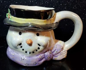De colección WCL 3D Cerámica Muñeco de Nieve Vacaciones Taza Café Taza Sombrero Bufanda *Imperfecto - Imagen 1 de 6