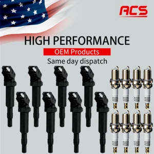 8X OEM Ignition Coil + Iridium Spark Plugs For BMW 550i 650i 750i M6 X5 X6 UF592 - Picture 1 of 15