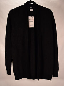 Zara Mens Black Cable Knit Open Cardigan Sweater M NWT