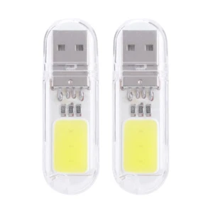 2Pcs Mini USB Night Light White Light Camping Lamp for Camping Hiking (3 COB) - Afbeelding 1 van 9