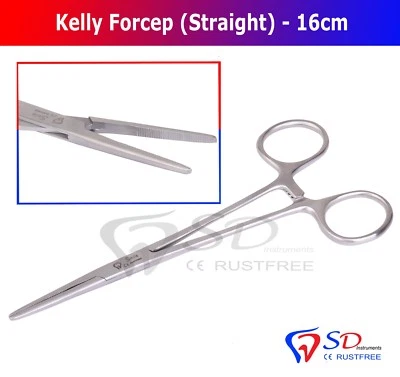 SD DENTAL Surgical Haemostatic Artery Clamp Locking Kelly Forceps 16cm Stainless Steel CE