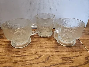 3 Vintage Indiana Glass Crystal Ice Tree Bark Footed Barware Mix Lot  - Picture 1 of 5