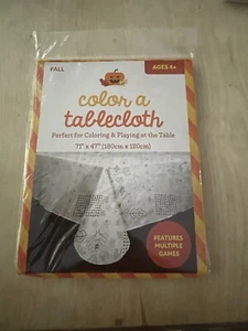 Fall Thanksgiving Coloring Paper Activity Tablecloth for Kids NEW 71"X47" - Picture 1 of 5