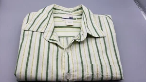 Mens BKE67 buckle Long Sleeve Button Front Yellow Green Striped M medium Shirt - Picture 1 of 4