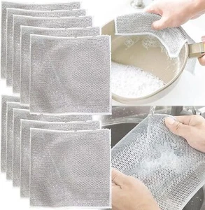 1/3/5/10PCS Double Stainless Steel Scrubber, Wire Dishwashing Rags Net 2024 - Picture 1 of 18