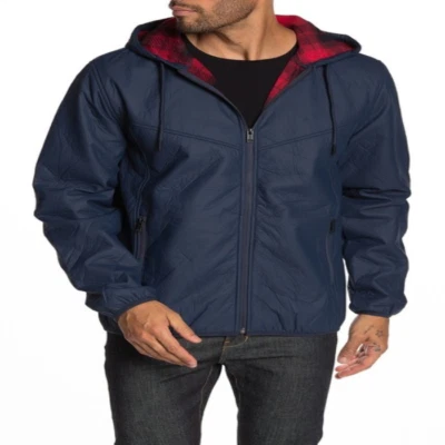 Chaqueta polar adherida de cuero sintético resistente a la intemperie, azul marino oscuro, talla M Foto 1 de 3