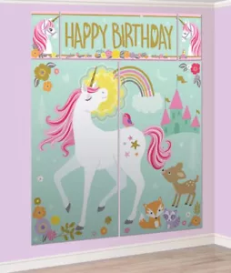 Märchenhafte magische EINHORN Szene Setter GEBURTSTAG Wanddeko 12 Photobooth Requisiten - Bild 1 von 4
