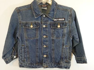 Harley Davidson Jacket Youth Boys 6 Blue Denim Big Logo Embroidery - Picture 1 of 10