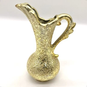 Vtg MCM Holly Ross 24K Weeping Gold Covered Porcelain Pitcher Ewer Vase - Picture 1 of 7