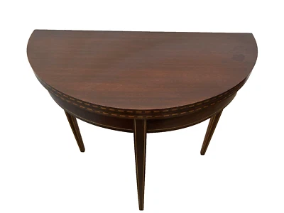 复古 Brandt Demilune 控制台桌 折叠式顶部 扩展为圆形桃花心木 — 第 1/4 张图片