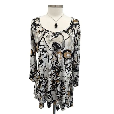 Top túnica para mujer Milano XL estampado abstracto con detalle de cordones en la espalda y dobladillo acampanado Foto 1 de 4