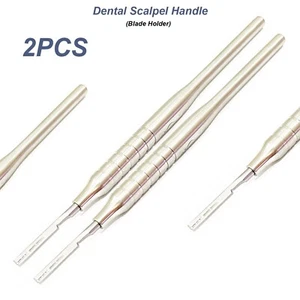 2PCS Dental Surgical Scalpel Handle Round Straight blade holder Stainless Steel - Picture 1 of 3