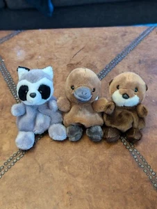 3 Palm Pals — Aurora Plush Bundle — Raccoon, Platypus, Otter - Picture 1 of 1