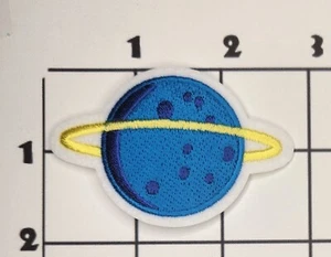 Blue Planet Saturn Patch Iron On Embroidered NOS Cosplay Costume Upcycle - Picture 1 of 1
