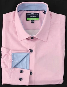 New ConStruct Performance Slim Fit Check Stretch Dress Shirt XL 17-17.5 34/35 - Picture 1 of 1