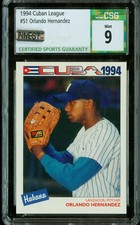 1994 CUBAN LEAGUE 51 ORLANDO HERNANDEZ RC CGS 9 MAC FINEST 1 OF 5000 PRINTED *