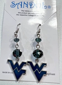 WVU West Virginia University Mountaineers Dangle Earrings NEW - Picture 1 of 1