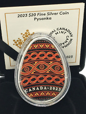2023 Traditional Ukraninian Pysanka $20 Pure Silver Egg-Shaped Coin