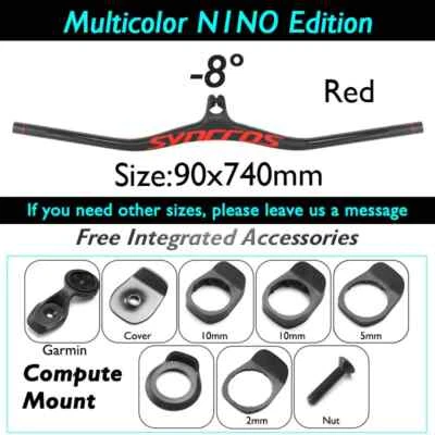 Carbon Fiber Mountain Bike Integrated Handlebar -8 -17 -25 Degree  90x740mm - Image 1 of 4