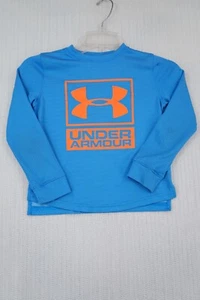 Under Armour Shirt Boys Youth Extra Small Blue Loose Fit Long Sleeve Orange UA - Picture 1 of 12