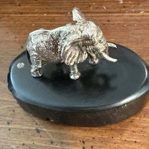 Patrick Mavros Sterling Silver Rainbow Elephant on Blackwood Base, Signed Pm - Picture 1 of 9
