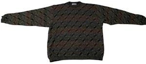 Suéter Vintage Años 90 Lavane New York Textura Hombres Estilo Cosby Talla 2XT Verde Marrón - Imagen 1 de 5