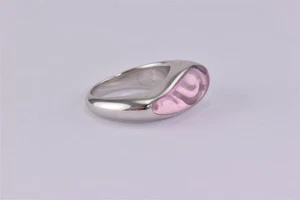 Auténtico Anillo GUESS Plata Esterlina Rosa Swoosh Banda Ondulada Cónica 925 Talla: 7 - Imagen 1 de 7
