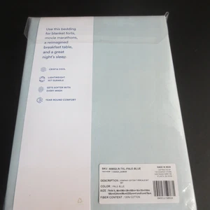 The Company Store Cotton Pale Blue Cotton Percale Twin XL Sheet Set - Picture 1 of 2