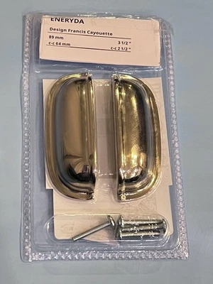 Tirador de gabinete de taza IKEA ENERYDA, color latón, 3 1/2”, puerta Handel, 89 mm, C-C64 mm Foto 1 de 2