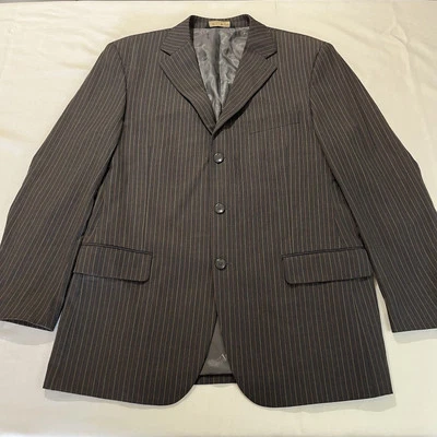 Jaqueta de lã Giro D'Italia masculina plus size 40R listra marrom Lana Lux merino - Imagem 1 de 4