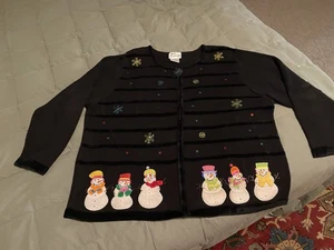 The Quaker Factory Snowman Bead Embellished Christmas Sweater  3X - Picture 1 of 6