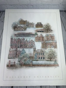 Gallaudet University By Artist John Van Alstyne 22” x 28” Deaf College 1990 VGC! - Picture 1 of 9
