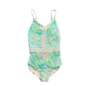 Lilly Pulitzer Swimsuit Girls 14 Multi Sway This Way Swim Floral Beach One Piece - Picture 1 of 8