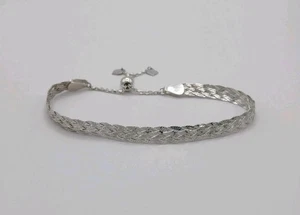 925 Sterling Silber geflochtenes Fischgrät Armband verstellbar 6-8 Zoll - Bild 1 von 8