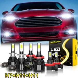 Para For Ford Fusion 2006 2007-2016 Faros LED Hi/Lo + Kit de luces antiniebla - Bild 1 von 15
