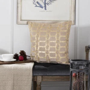SAFAVIEH Adalie Pillow | Beige / Gold | - Picture 1 of 4