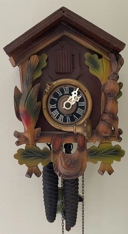 Vintage Germany Leaves Bird Quail Rabbit Hunter 1 Day Cuckoo Clock Cover