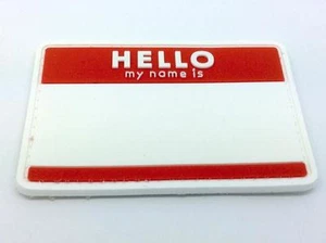 Hello My Name Is......Name Tag Red PVC Airsoft Paintball Morale Patch - Picture 1 of 1