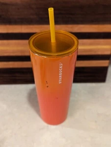 Starbucks Summer 2022 Pink/Orange Yellow Ombré Stainless Steel Tumbler 24oz - Picture 1 of 7