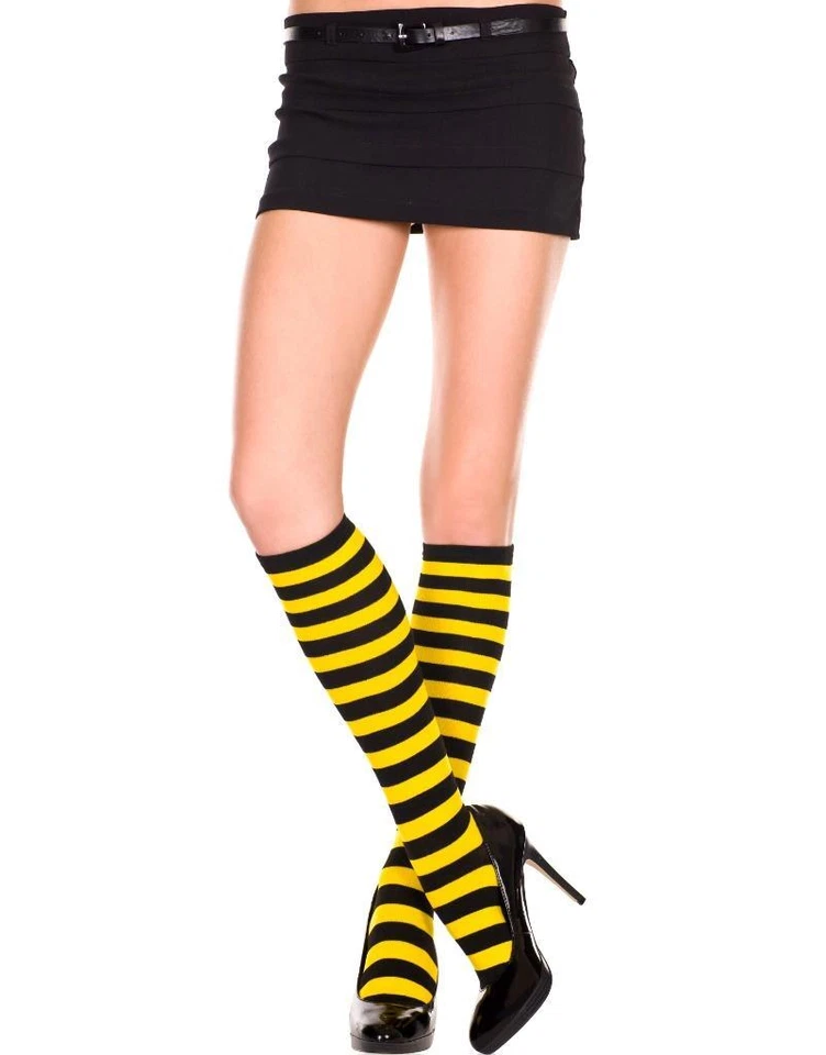 Sexy PIERNAS DE MÚSICA RAYAS A rayas abejorro rodilla ALTOS CALCETINES acrílico Foto 1 de 1